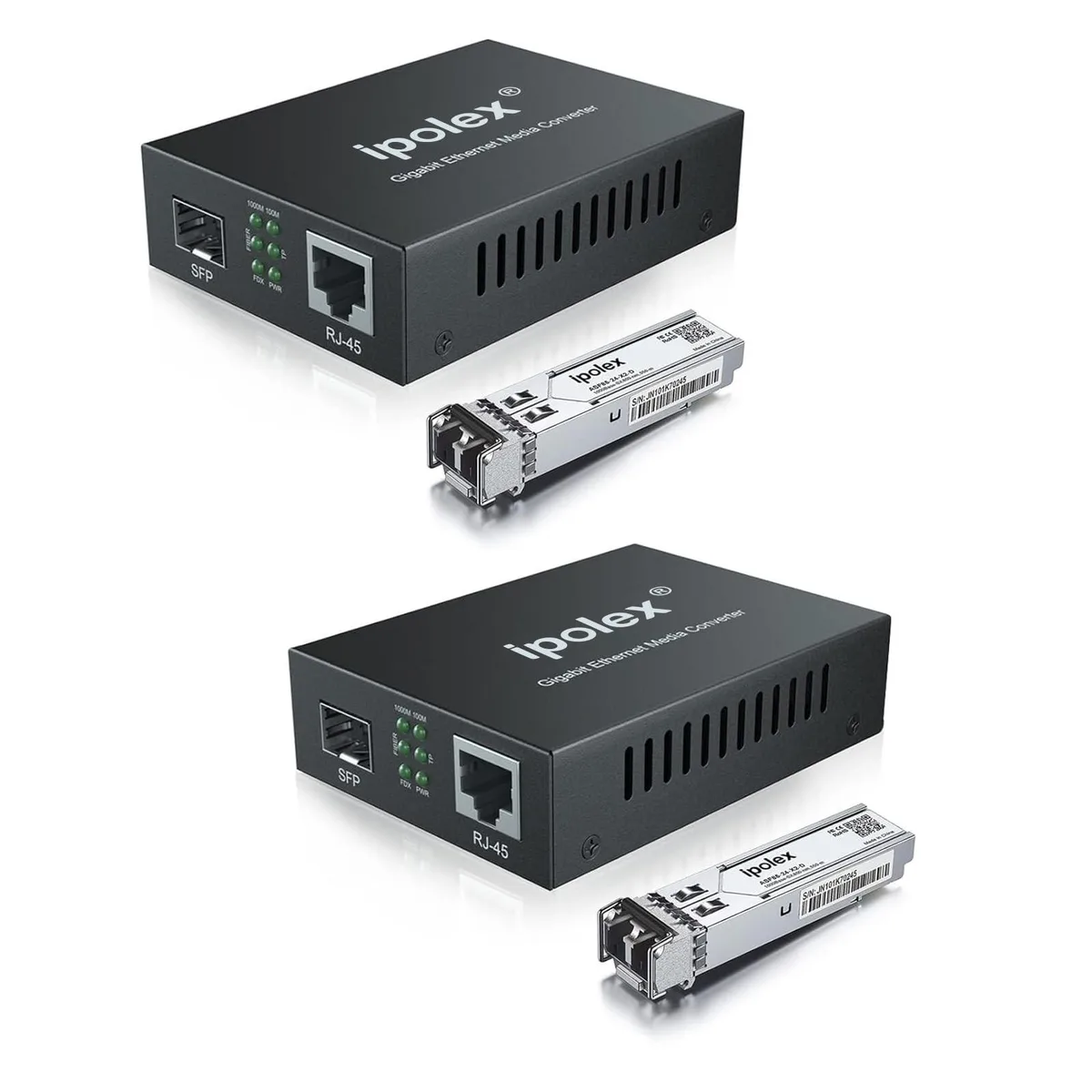 BoYata BoYata 2 in 1 Accessories 2 Pack Gigabit LC Fiber to Ethernet Media Converter 850nm 550m — product photo