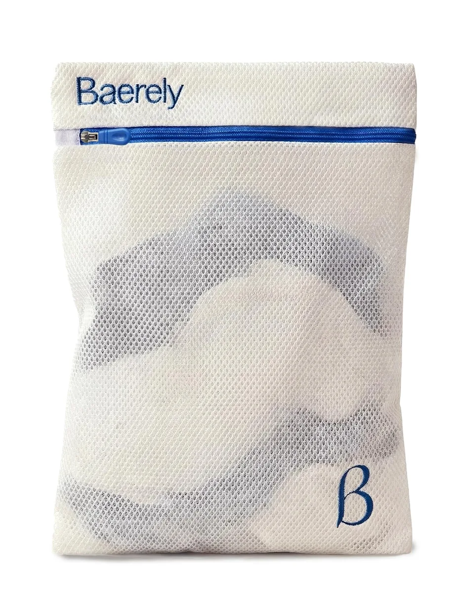 Pearl white mesh laundry bag with zipper, 12 by 16 inches