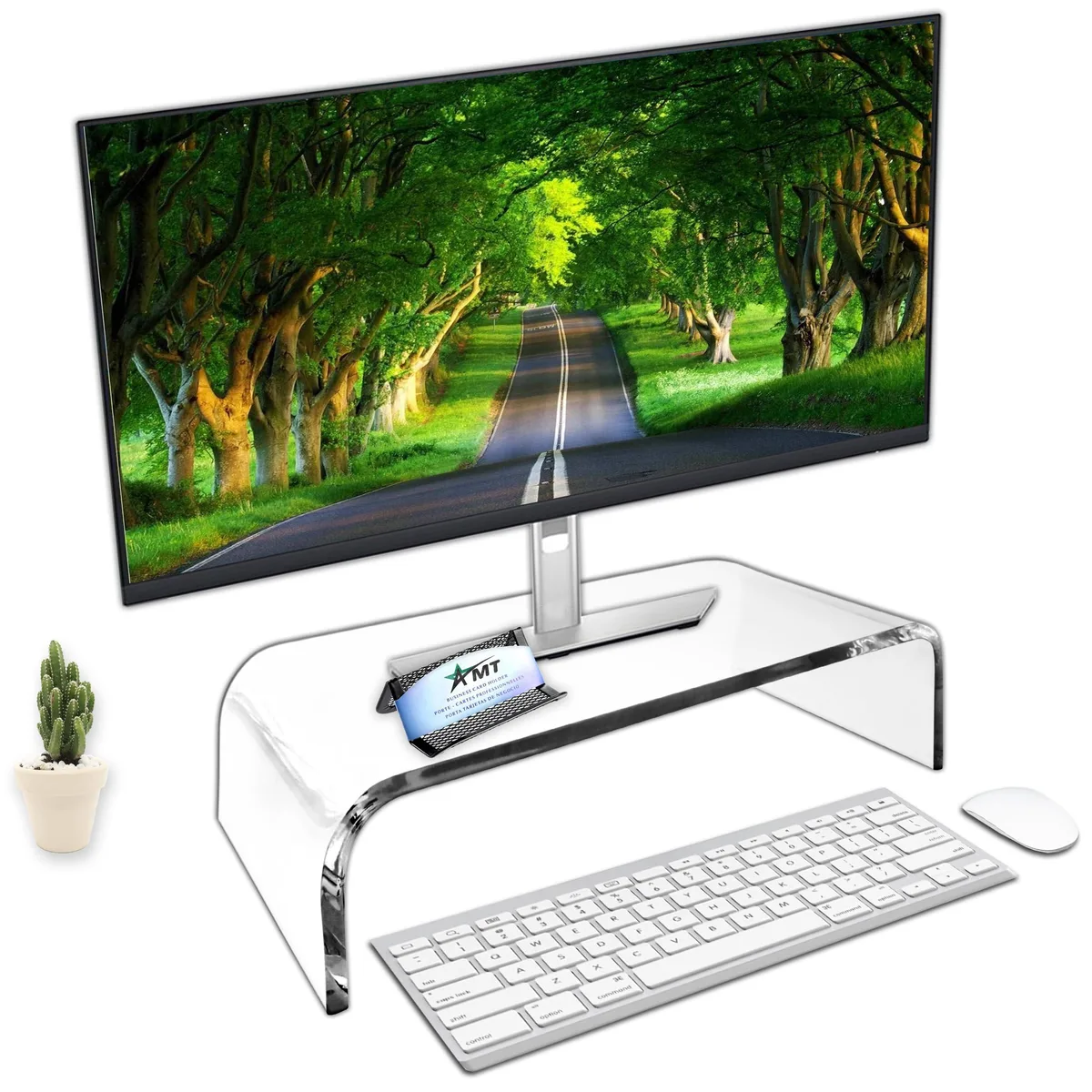 AMT AMT 16 Inch Acrylic Monitor Stand with Cat Keyboard Protector — product photo