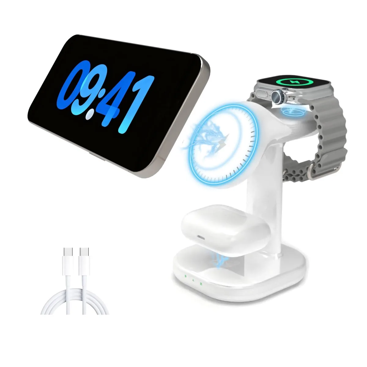 iMorde WXC-1 3-in-1 Wireless Charging Station White — product photo