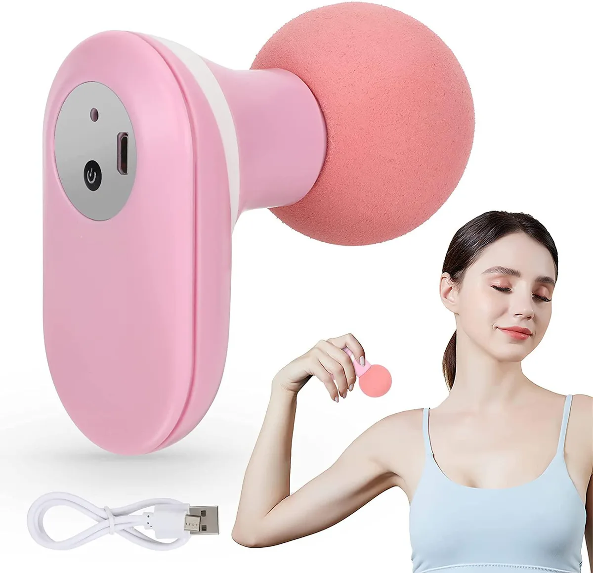 Corn Electronics Corn Electronics Mini Massage Gun Pink 6 Speeds 45 dB 15 min Auto-Off — product photo