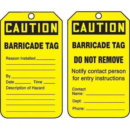 Rectangular plastic caution tags, 25 pack, black header, status alert legend