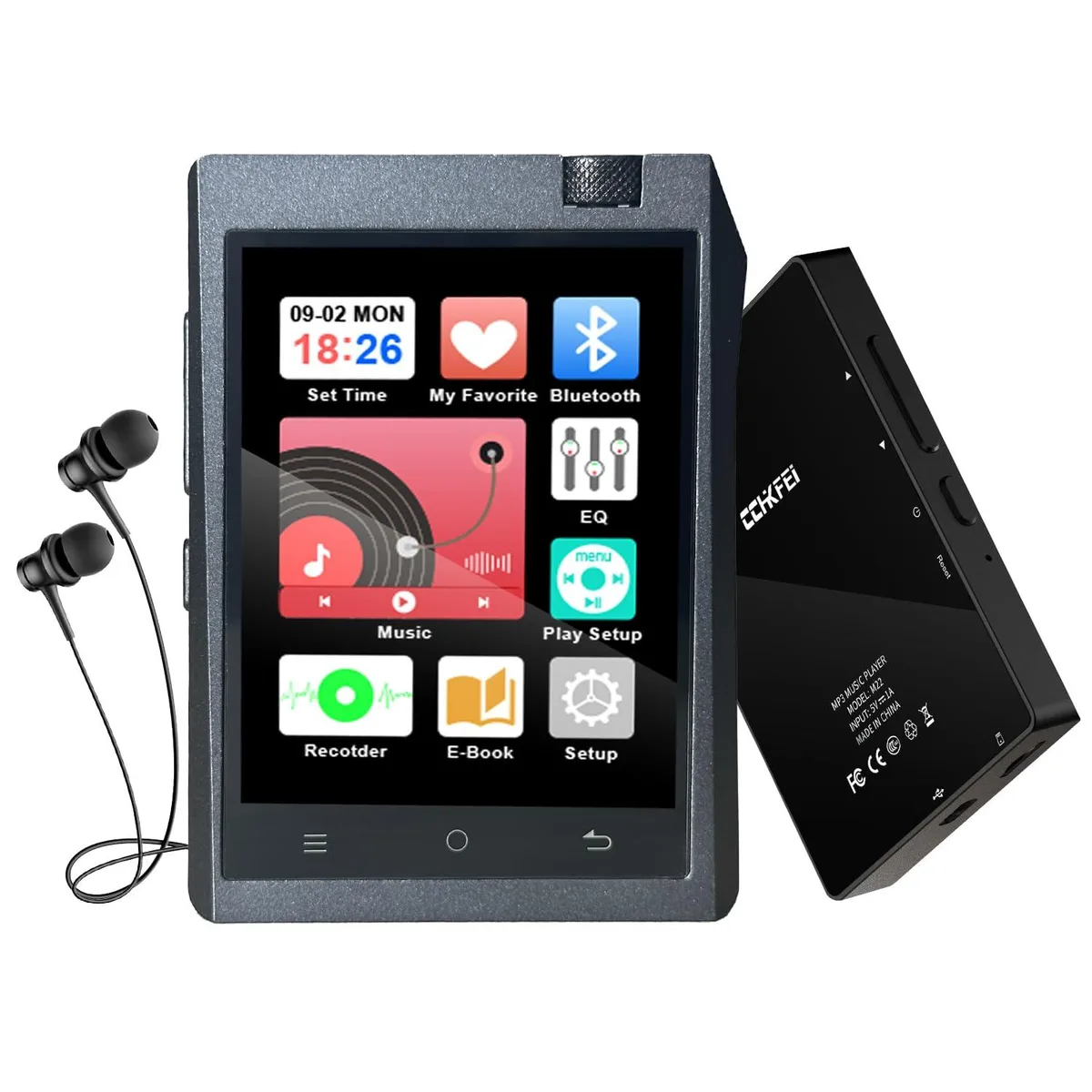  CCHKFEI M22 64GB MP3 Player Bluetooth 5.3 2.8" Touchscreen Dual Jacks — product photo
