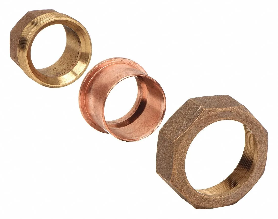 Straight copper union with cup ends, matte metallic finish