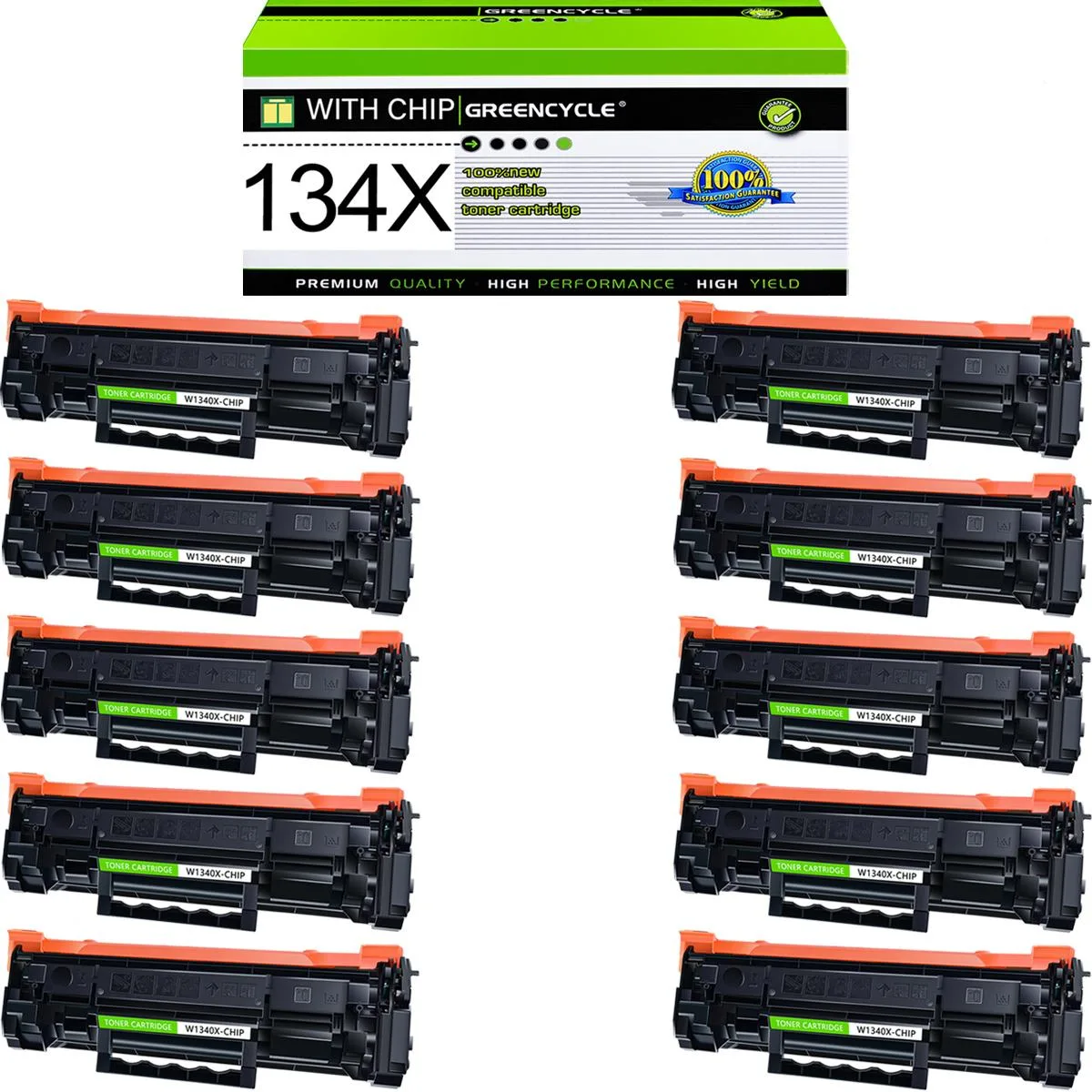 GREENCYCLE GREENCYCLE W1340X Black Toner Cartridge 10 Pack — product photo