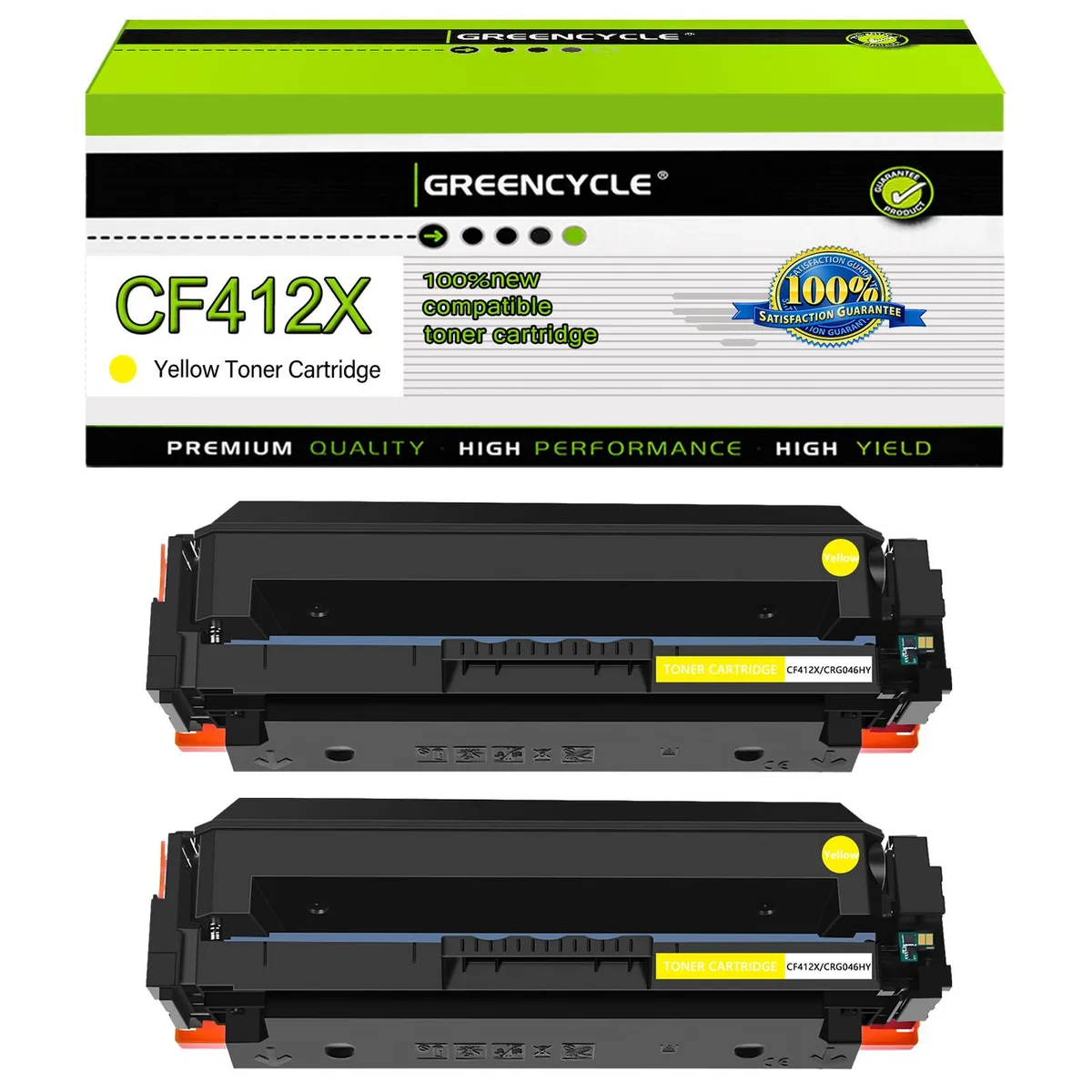 GREENCYCLE GREENCYCLE 412X Yellow Toner Cartridge 2 Pack 5000 Pages — product photo