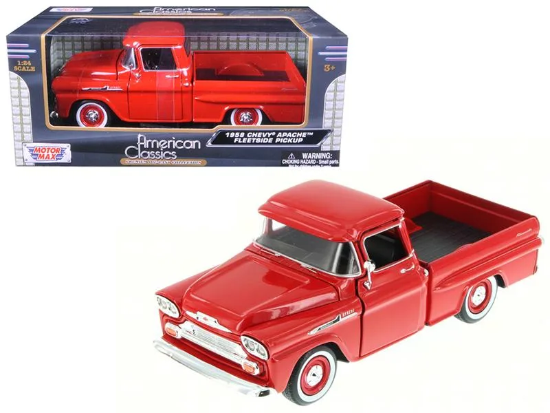 MOTORMAX MOTORMAX 1958 Chevrolet Apache Fleetside Pickup Truck Red 1/24 Diecast — product photo