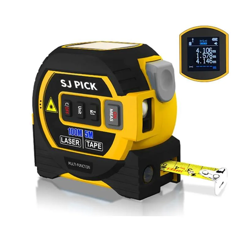 Voice Intelligent Tools 3-in-1 Laser Tape Measure 5m/16ft Tape 100m/328ft Laser Yellow — product photo