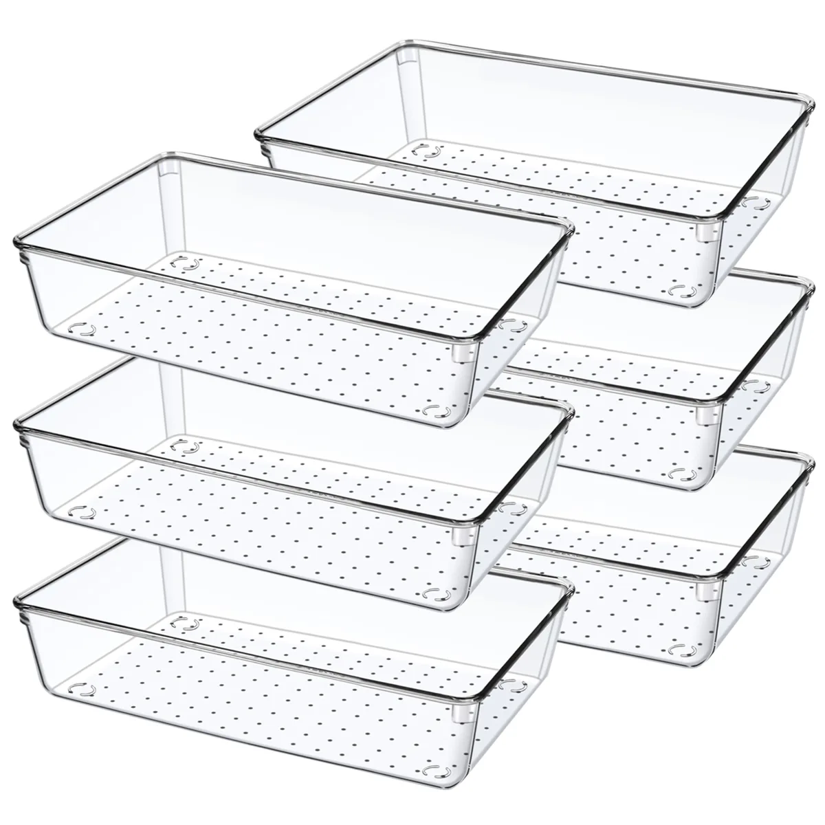 Six clear rectangular acrylic trays with silicone non-slip pads