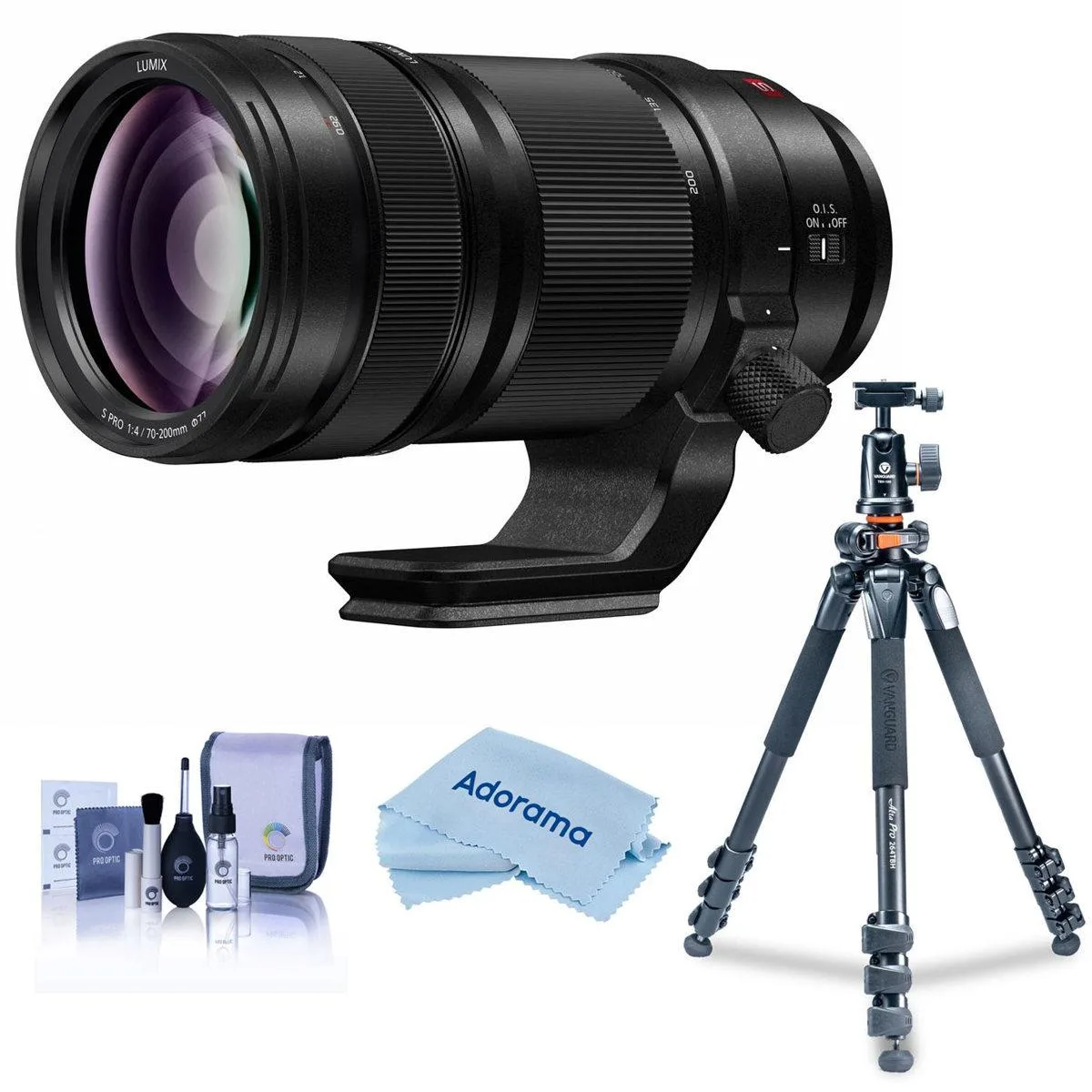 Panasonic Panasonic LUMIX S PRO 70-200mm f/4 O.I.S. Lens for L Mount with Takama Tripod Bundle — product photo