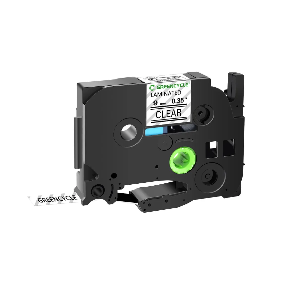 GREENCYCLE GREENCYCLE TZe-121 9mm Black on Clear Laminated Tape labelmaker — product photo