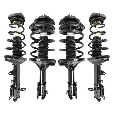 Four silver metal strut assemblies with black springs and mounts