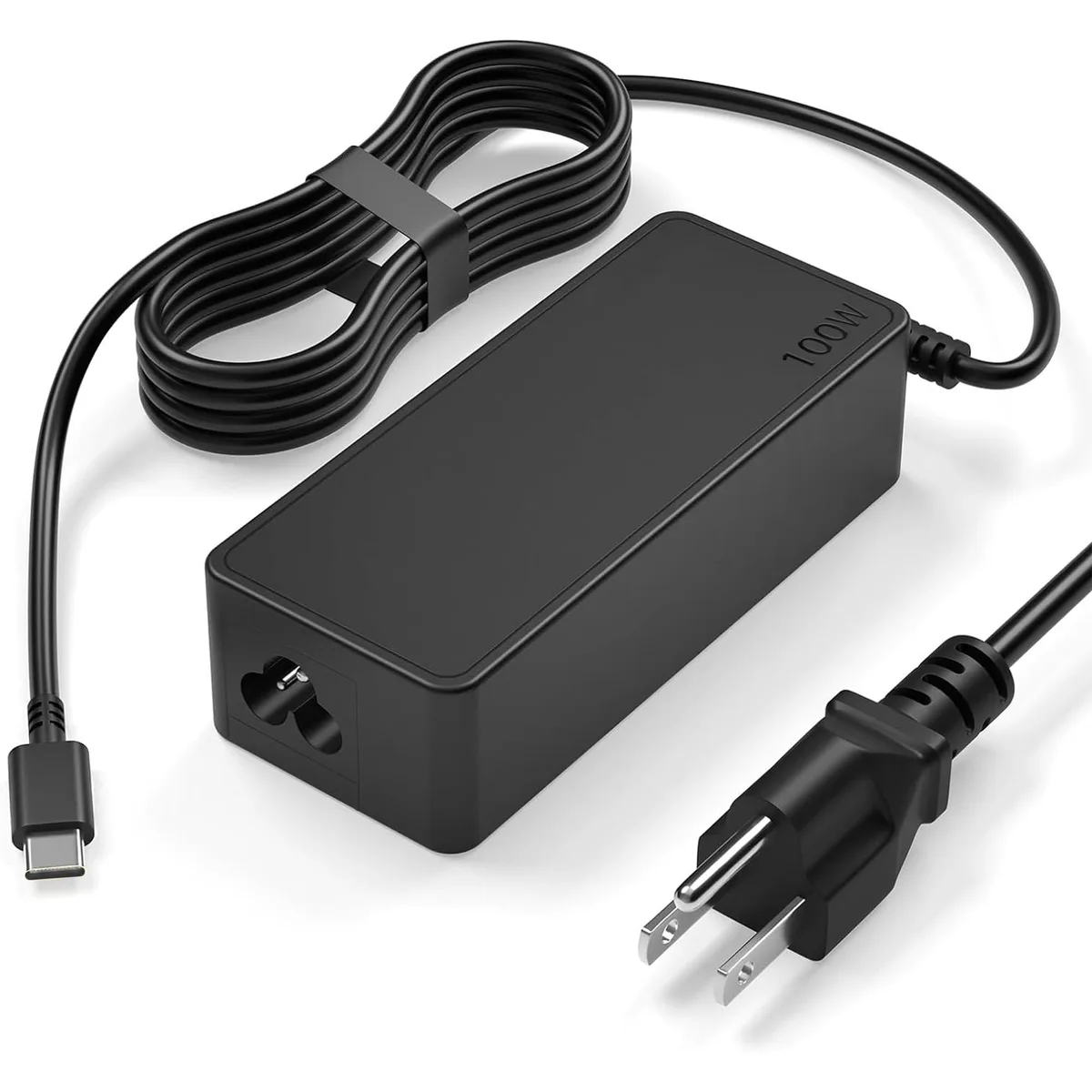 White rectangular Dell 85W USB-C power adapter with attached cable