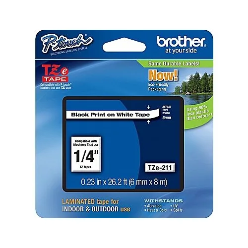 Brother Brother TZE211 6mm Black on White Tape pos accessory — product photo
