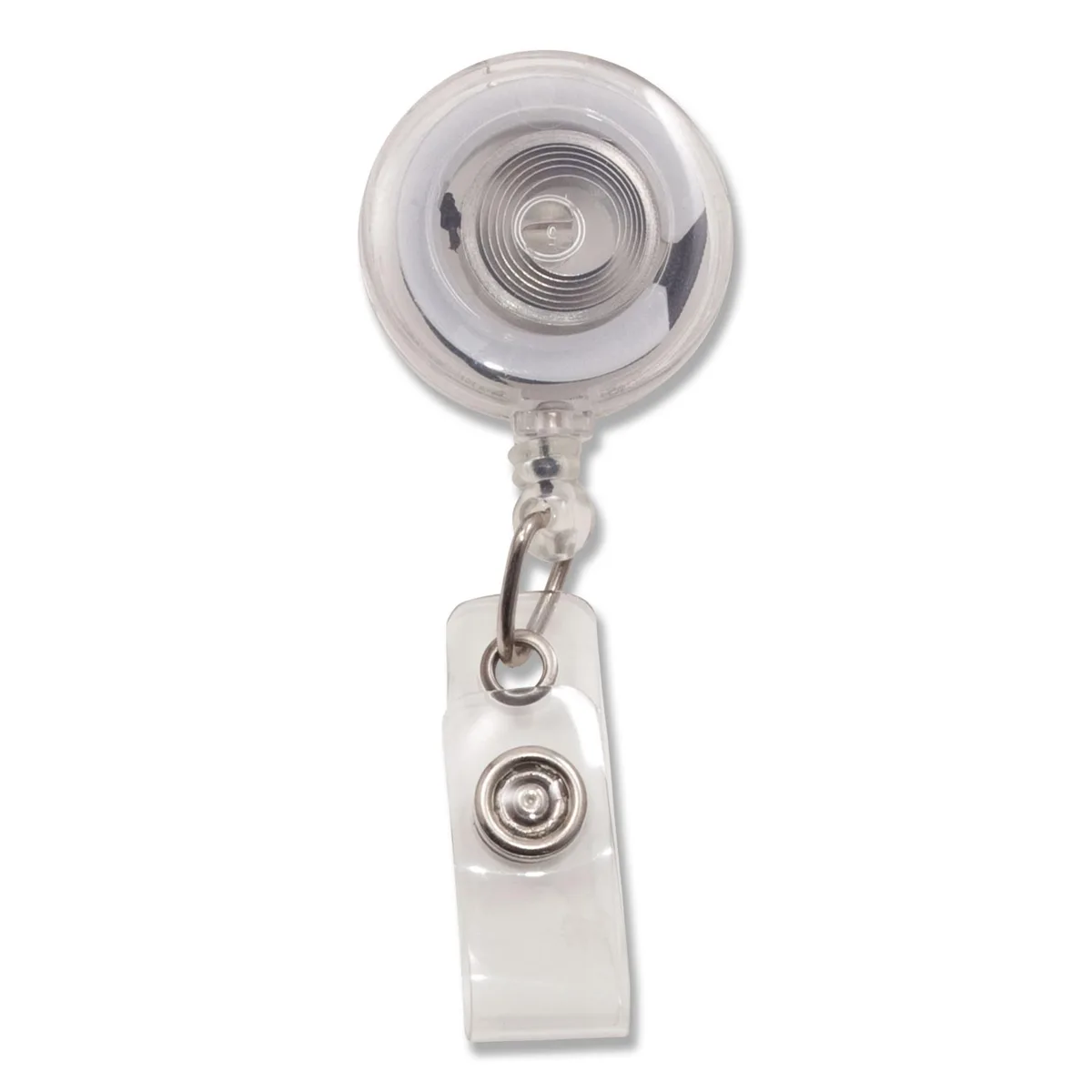 Translucent retractable ID card reel with belt clip and clear badge holder, pack of 12