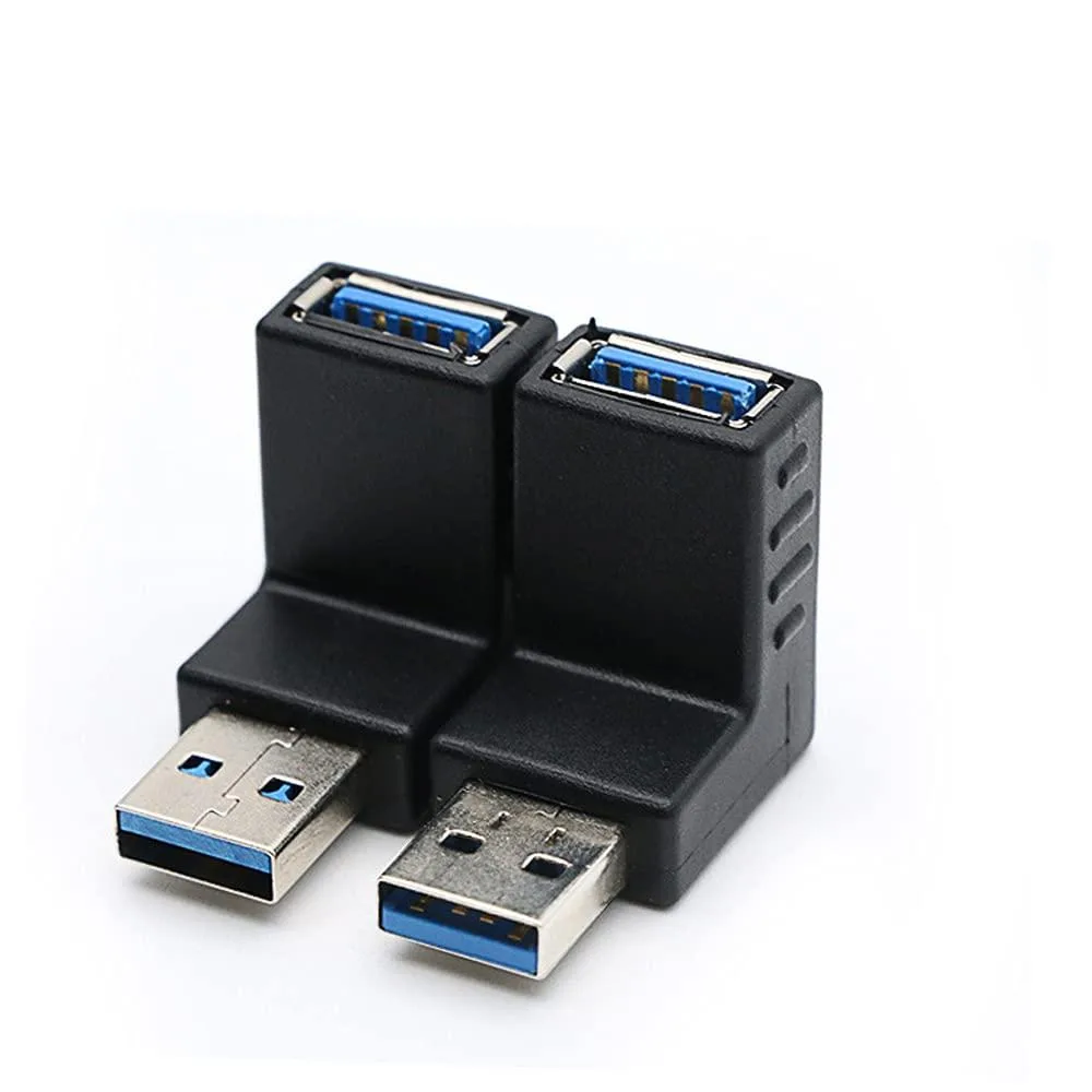 BUCIER BUCIER 2 Pack USB 3.0 90 Degree Male to Female Up Down Angle Adapter — product photo