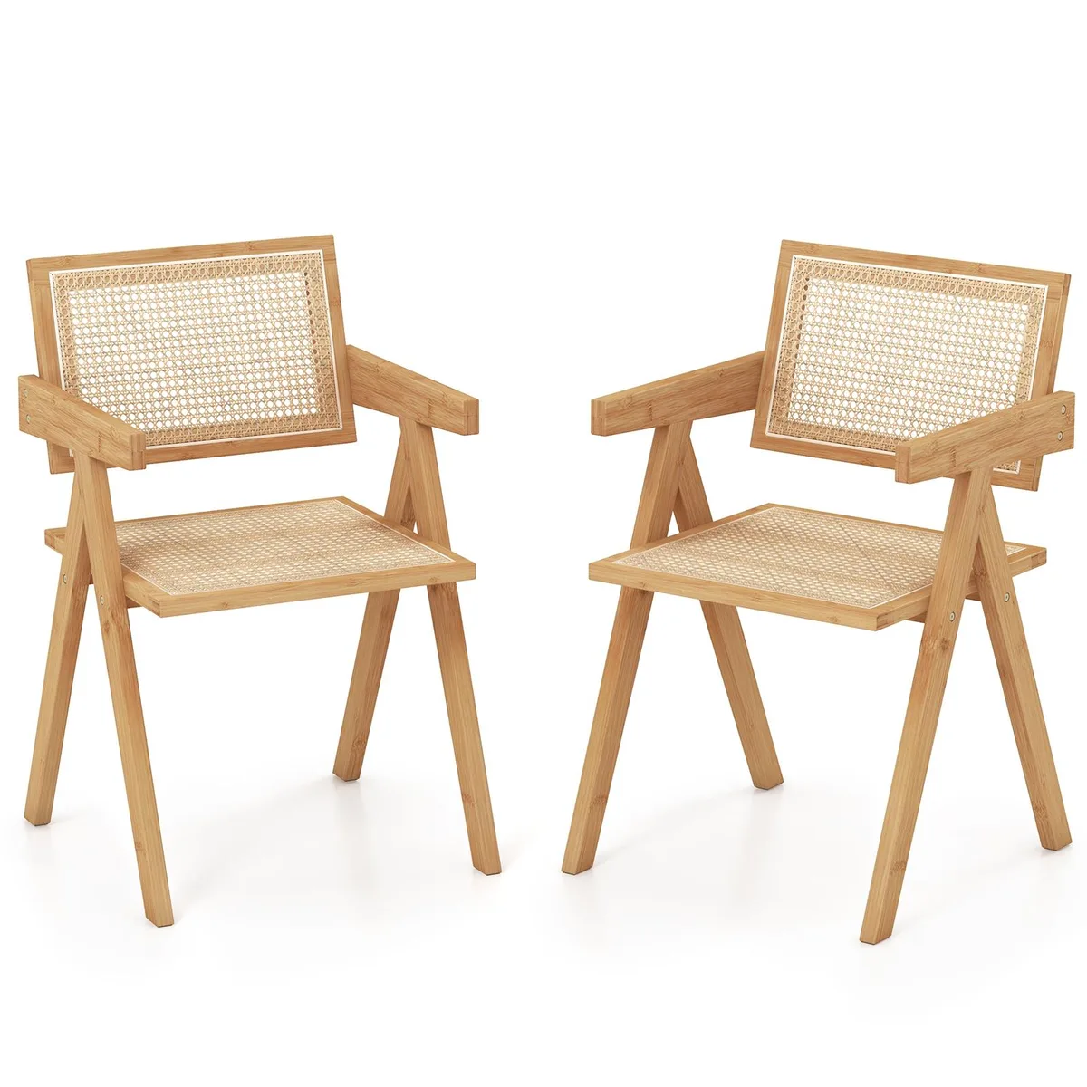 SlickBlue SlickBlue Rattan Accent Chair Set of 2 Natural Bamboo Frame 20x20.5x32in — product photo
