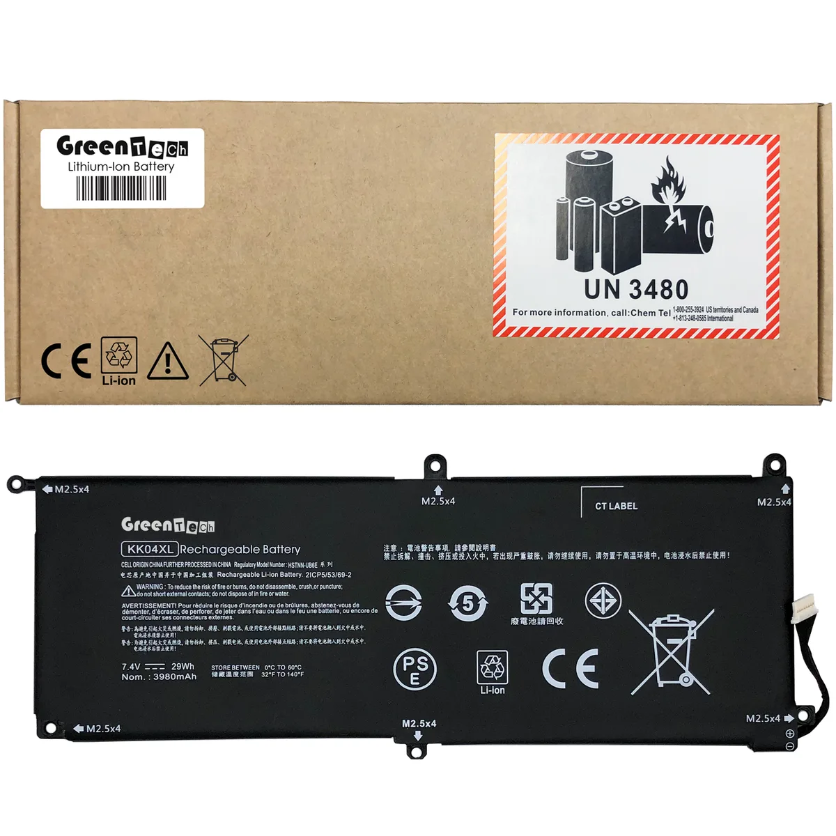 NShi NShi KK04XL 753703-005 laptop battery 29WHR 7.4V 3980mAh 4 cell — product photo
