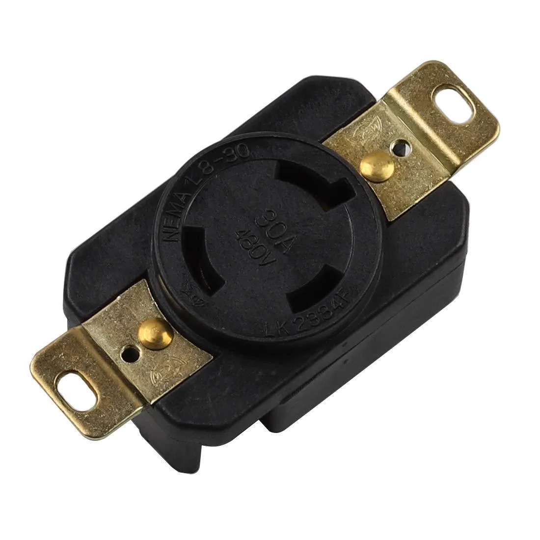 LORDWORLD LORDWORLD LK-2334F NEMA L8-30R 30A 480V 2P3W Locking Receptacle — product photo