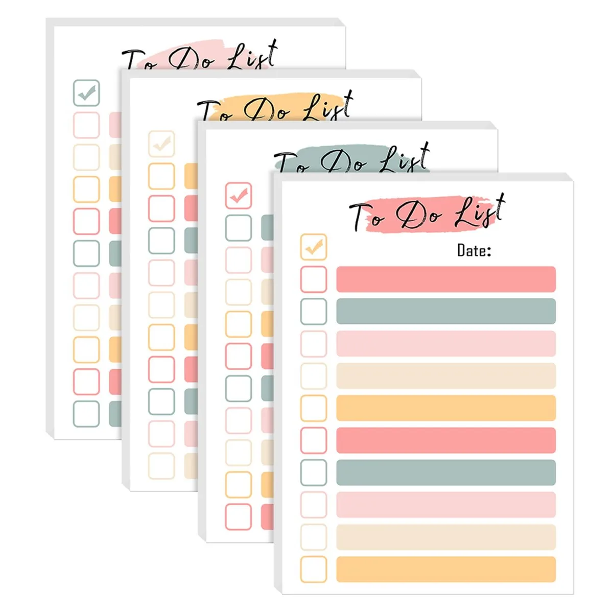 Four bright pastel 4x6 inch sticky-note pads in a pack of four