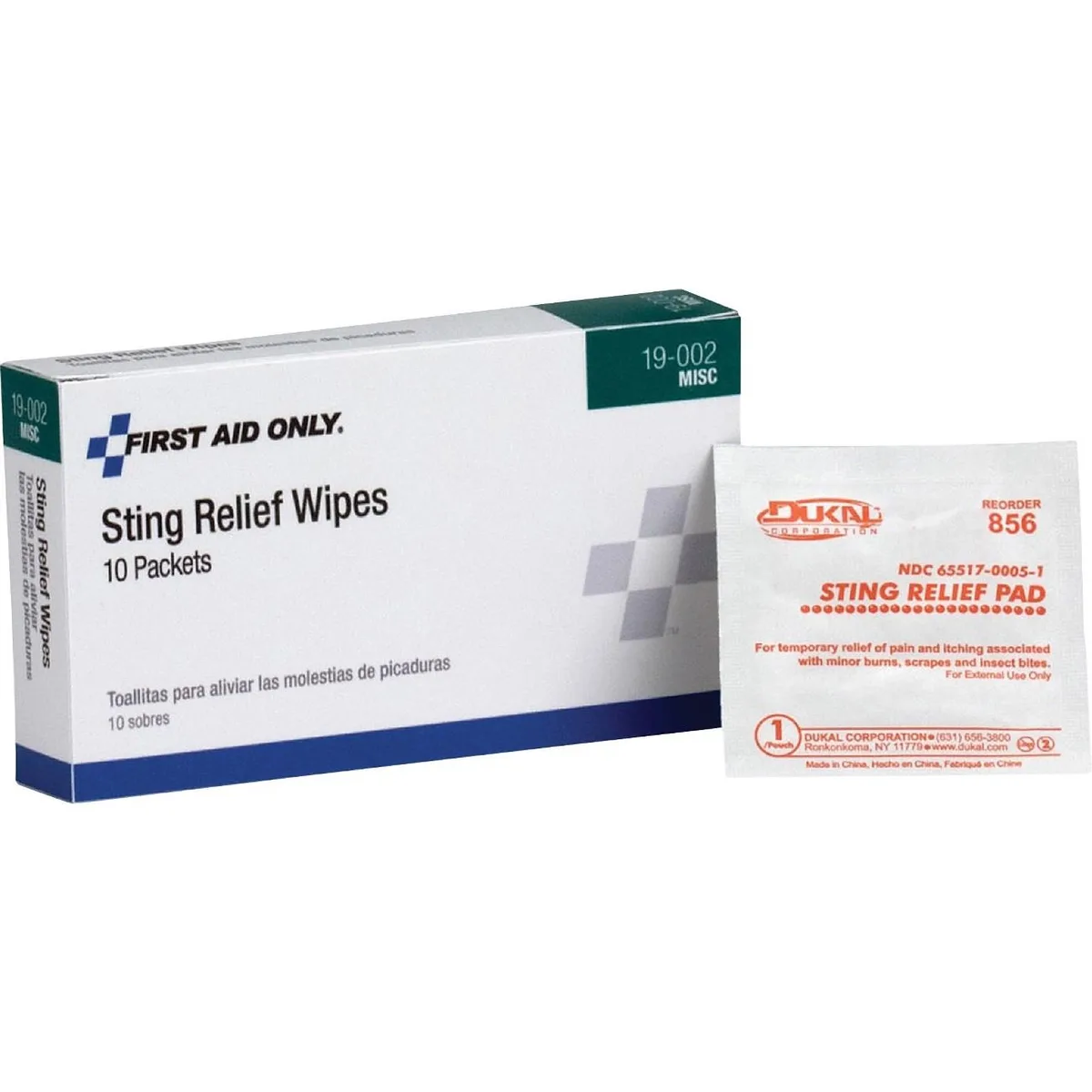 Pac-Kit Pac-Kit 19002 Sting Relief Wipes 10-count first aid — product photo