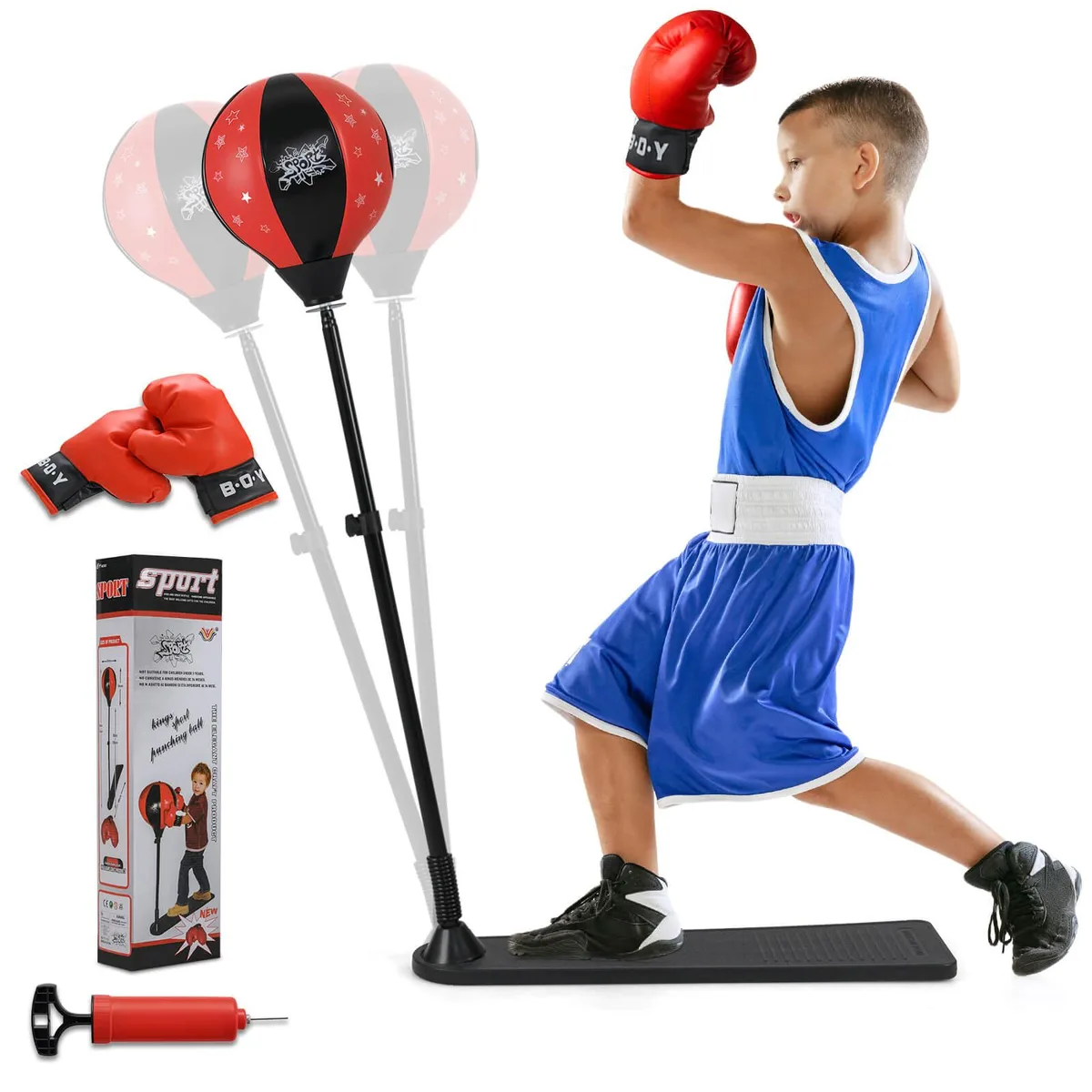 Costway Costway Punching Bag for Kids with Gloves Adjustable Height Black 26x7x33-51in 3.5lbs — product photo