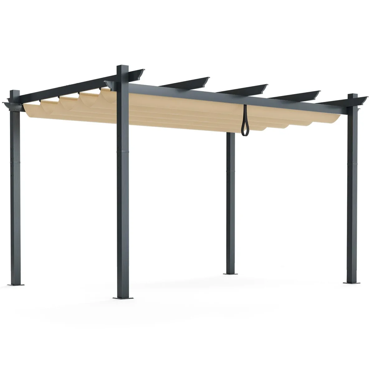 SlickBlue SlickBlue 10 x 13 ft Outdoor Storage Building Gray/Beige Aluminum Retractable Pergola Canopy Shelter — product photo