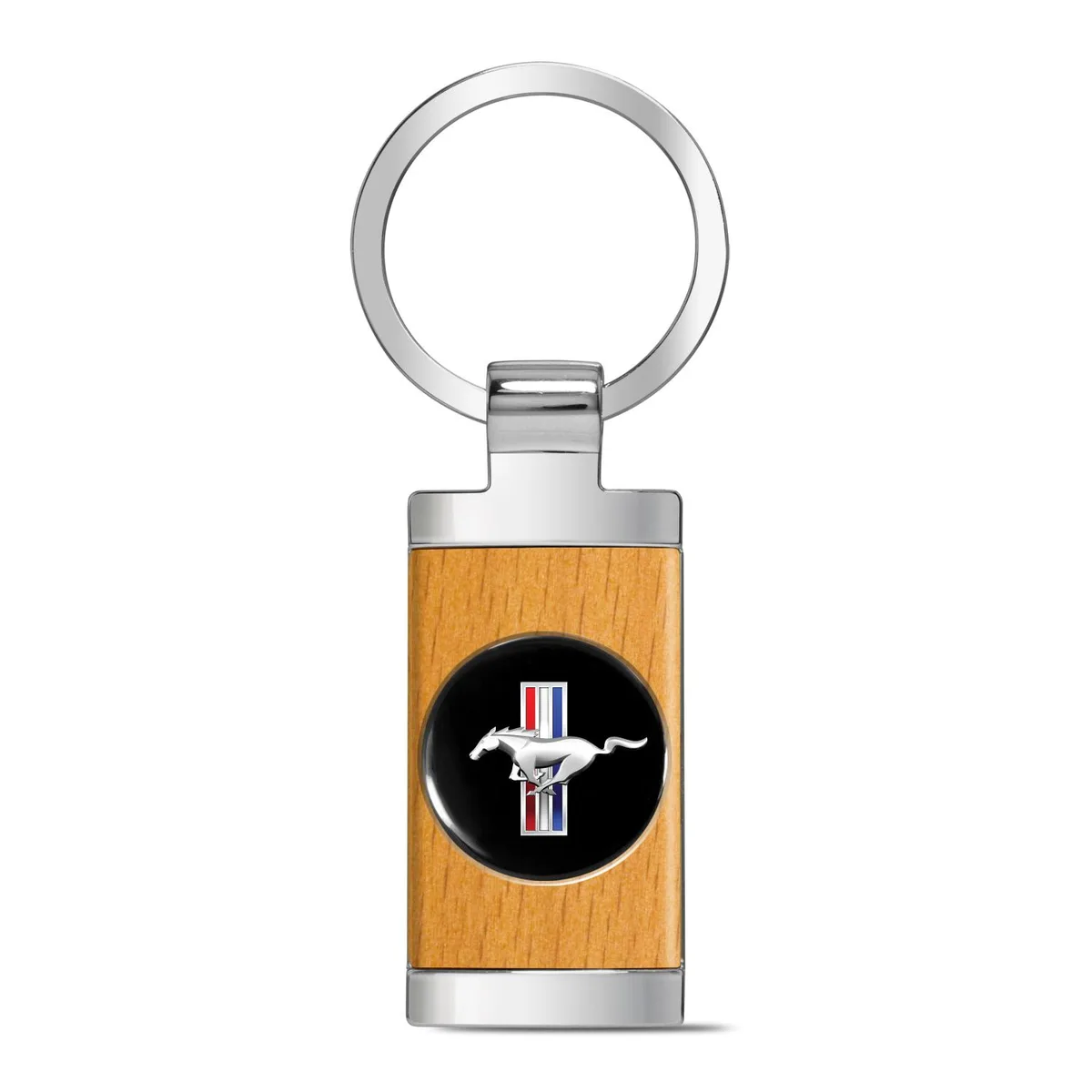 iPick Image, LLC iPick Image, LLC Ford Mustang Tri-Bar Key Chain Black Maple Wood Chrome — product photo