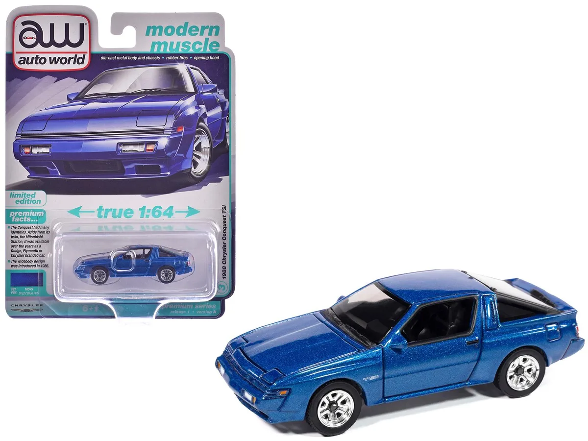 auto world Auto World 1988 Chrysler Conquest TSi 1/64 Bright Blue Metallic Modern Muscle hobby collectible — product photo