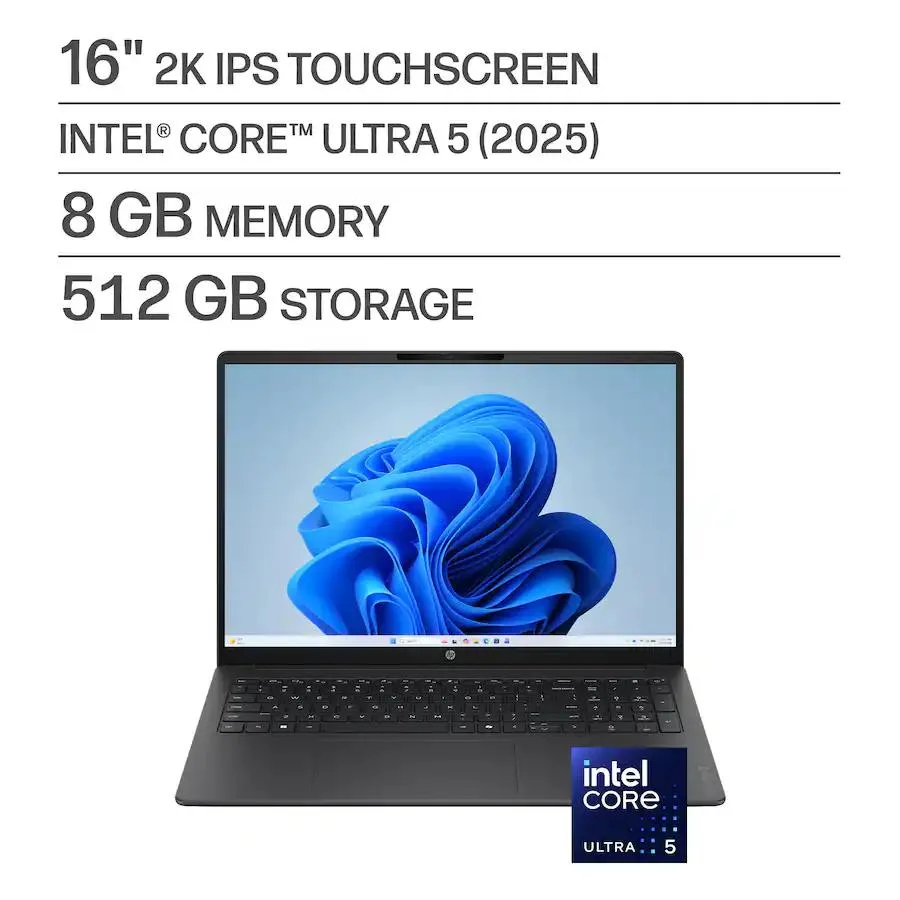 HP HP OmniBook 3 16.0" WUXGA Touchscreen laptop Core Ultra 5 225U 8GB 512GB Mica Silver — product photo