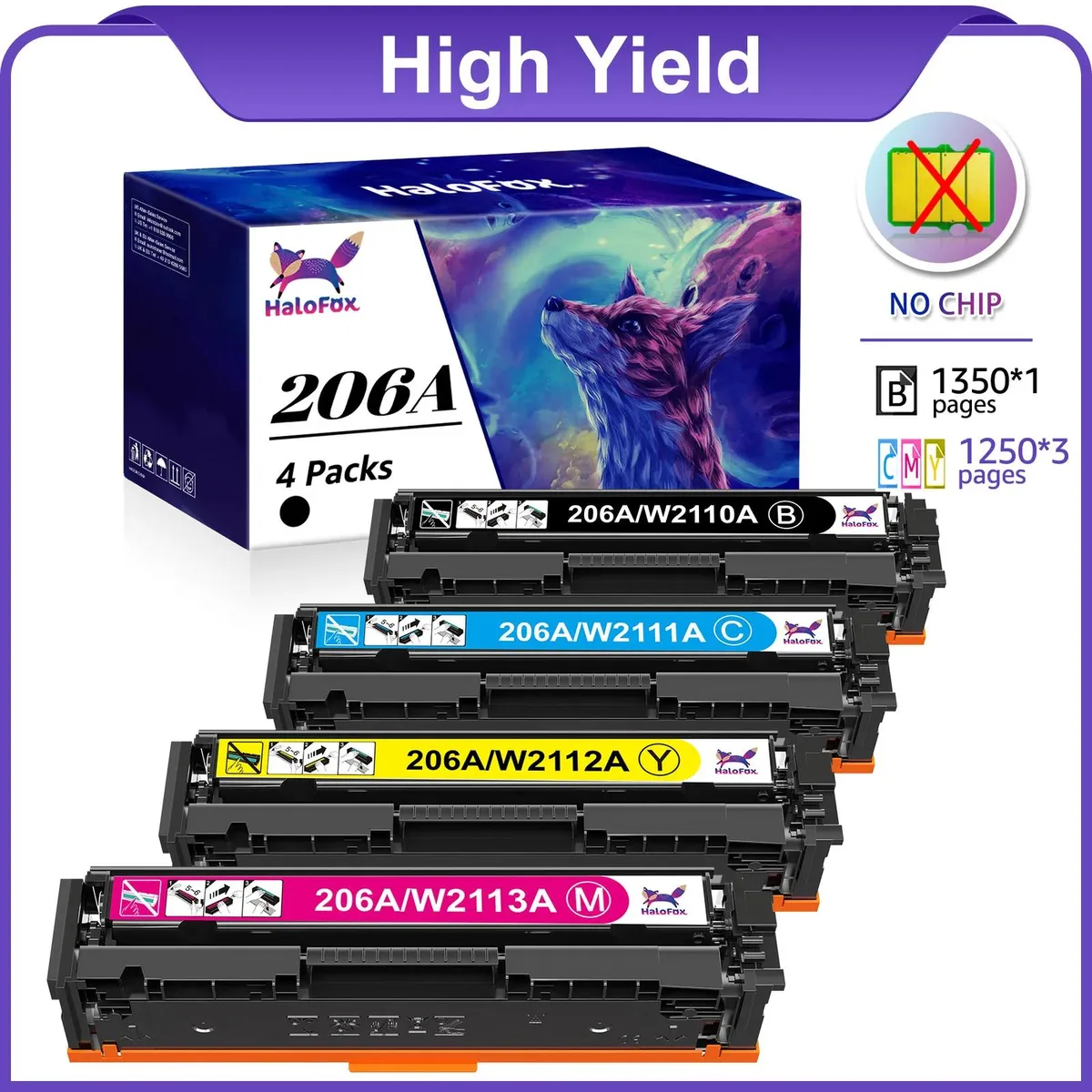 V4ink V4ink 4PK 206A W2110A Color Toner Cartridge Set No Chip — product photo