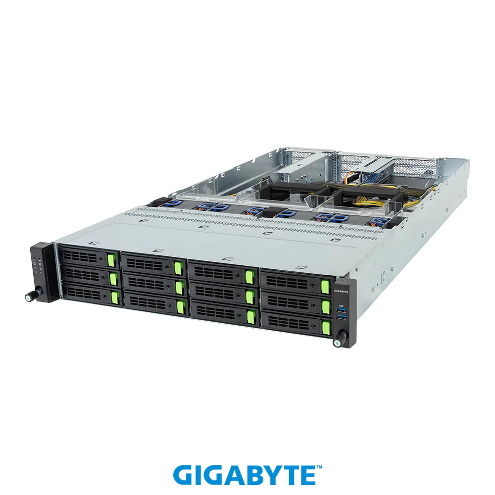 GIGABYTE GIGABYTE R284-SF0-AAL1 barebone server 2U dual Xeon 6 32 DIMM 12 bay 4 GPU — product photo