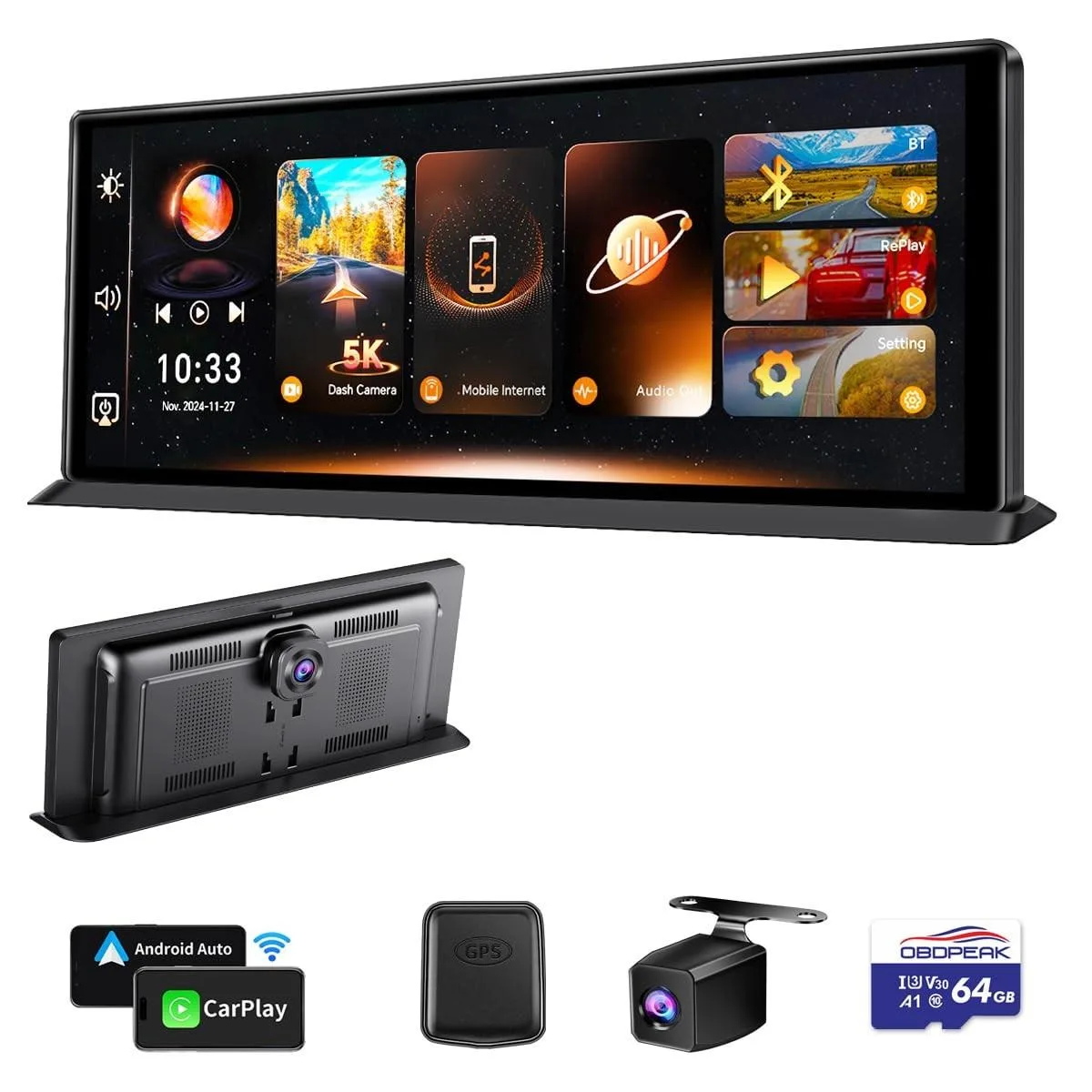 11.3 inch touch screen with front and rear cameras