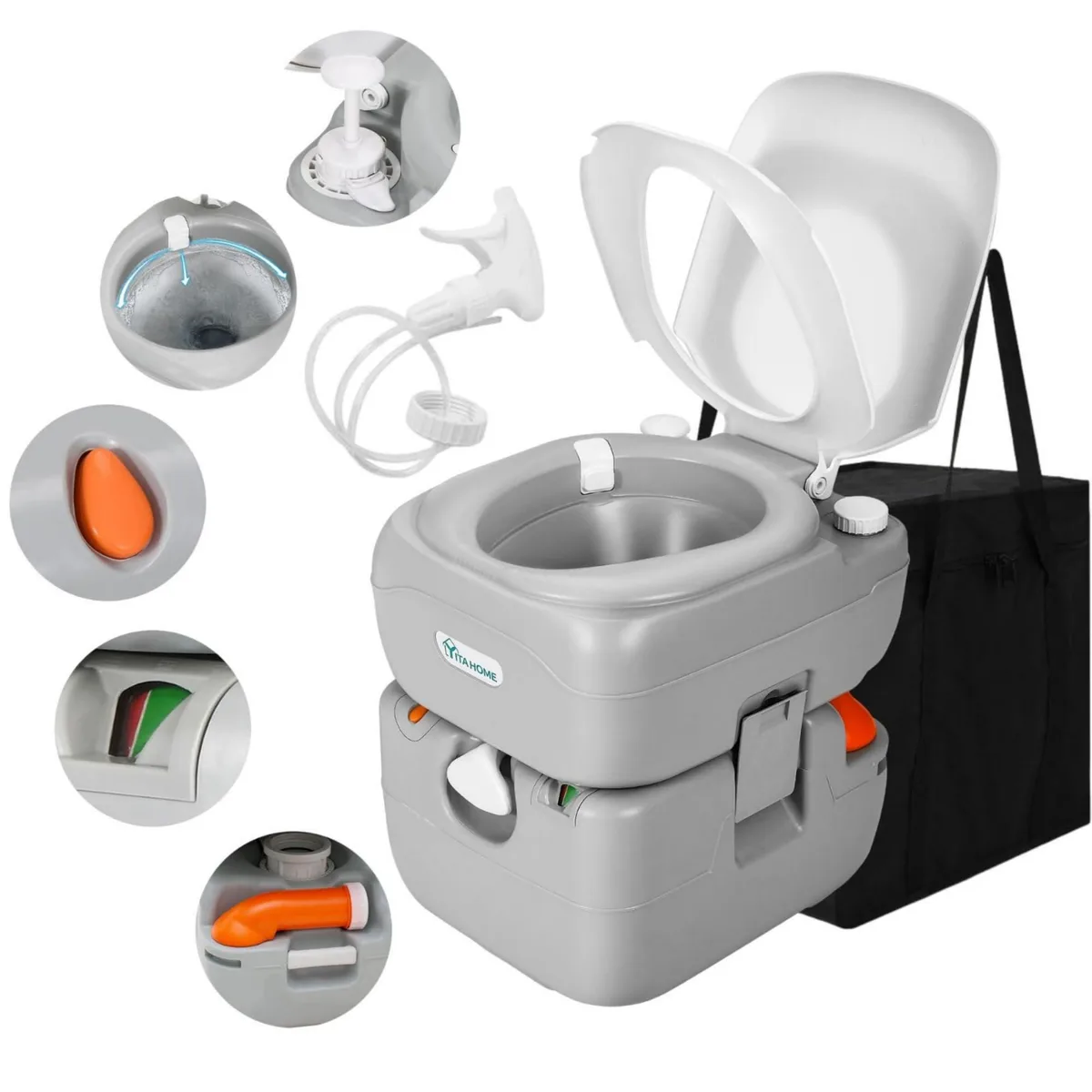  YITAHOME Toilet-1007 Portable Toilet 5.8 Gal Grey — product photo