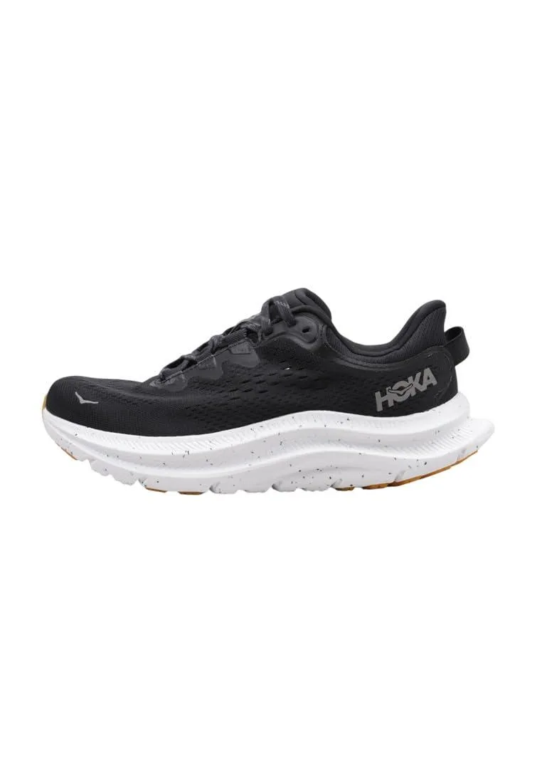 HOKA Kawana 2 trainer in black and white, mesh upper with speckled midsole and gum rubber outsole