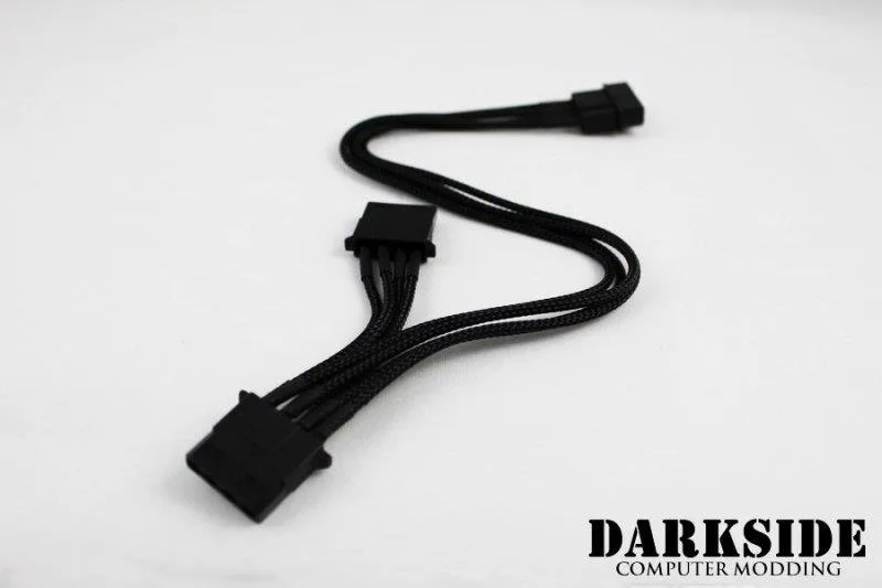 Darkside Computer Modding Darkside Computer Modding 2-Way 4-Pin MOLEX Power Y-Cable Splitter Jet Black DS-0141 — product photo