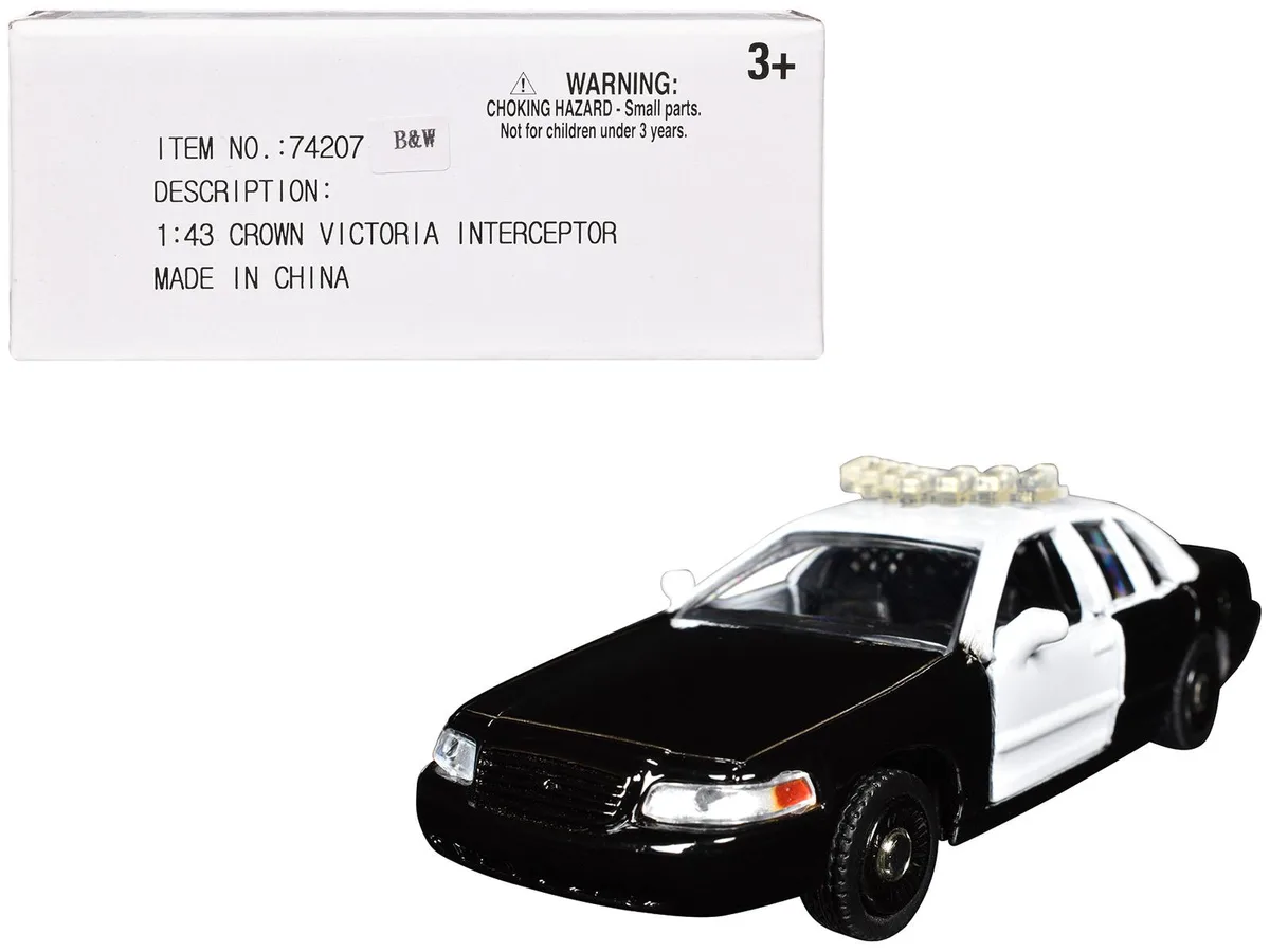 MOTORMAX MOTORMAX Ford Crown Victoria Police Interceptor Black and White 1/43 Diecast Model Car — product photo