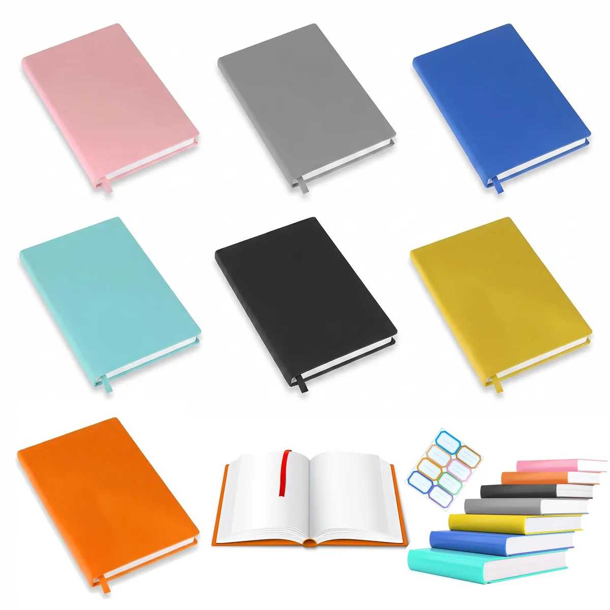  7 Pack Jumbo Stretchable Book Covers 9x11 Inch Fabric Protectors (7 Assorted Colors) — product photo