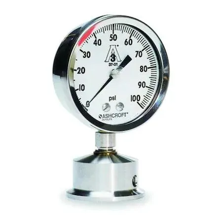 Ashcroft Ashcroft 35-1032S-20L-30 pressure gauge 0 to 30 psi 3-1/2 in dial 2 in triclamp — product photo