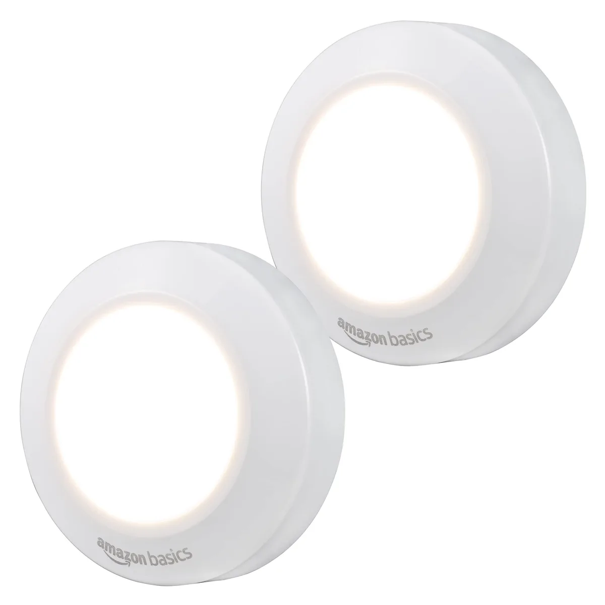  Amazon Basics LED Puck Lights 50 Lumens 2-Pack White 59437 — product photo