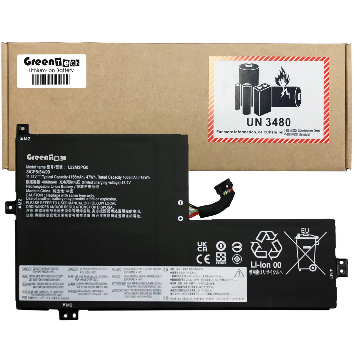 GreenTechLLC GreenTechLLC L22M3PG0 47Wh 3-cell laptop battery — product photo
