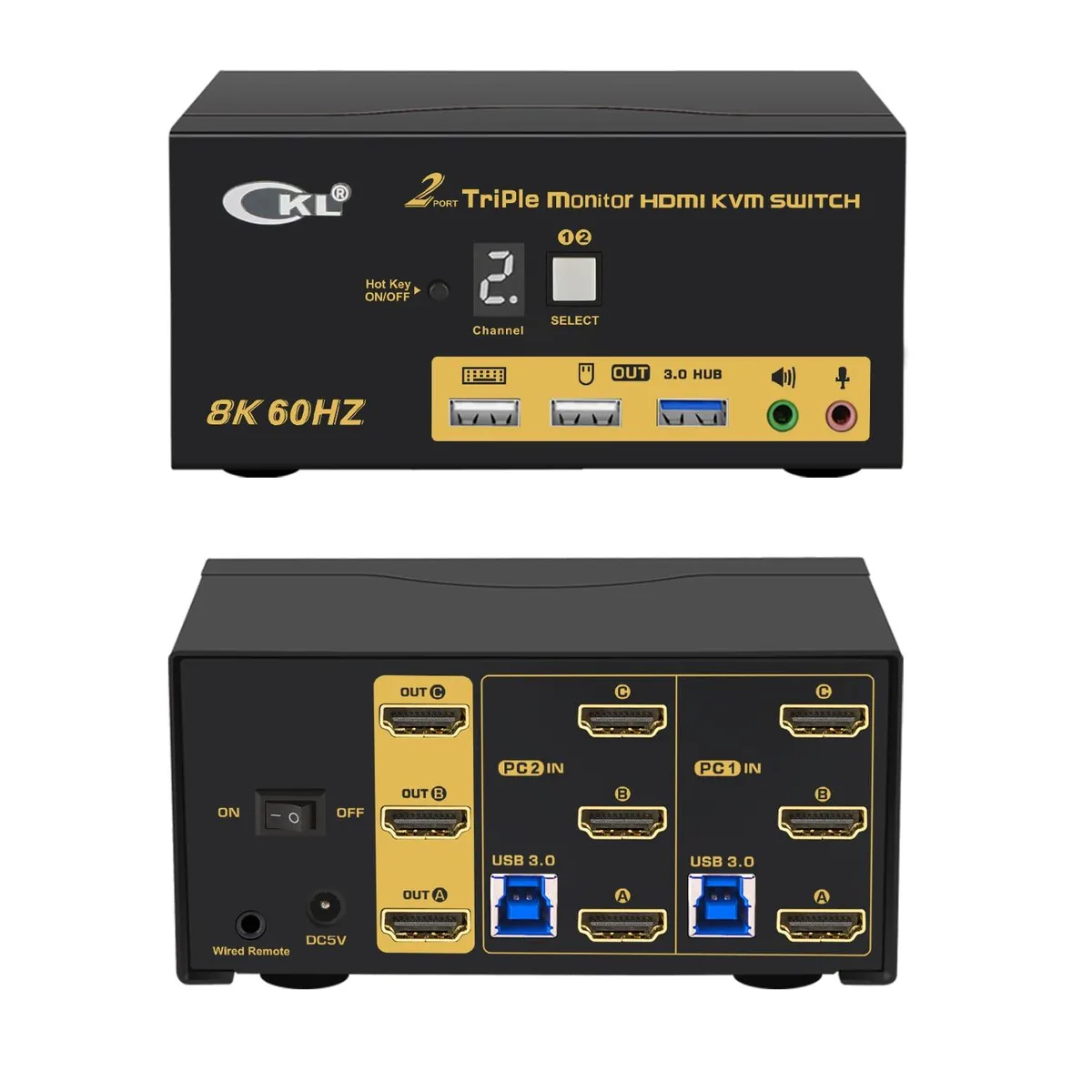 Vszerda Vszerda 923HUA-5 2-Port 3-Monitor HDMI 2.1 KVM Switch — product photo