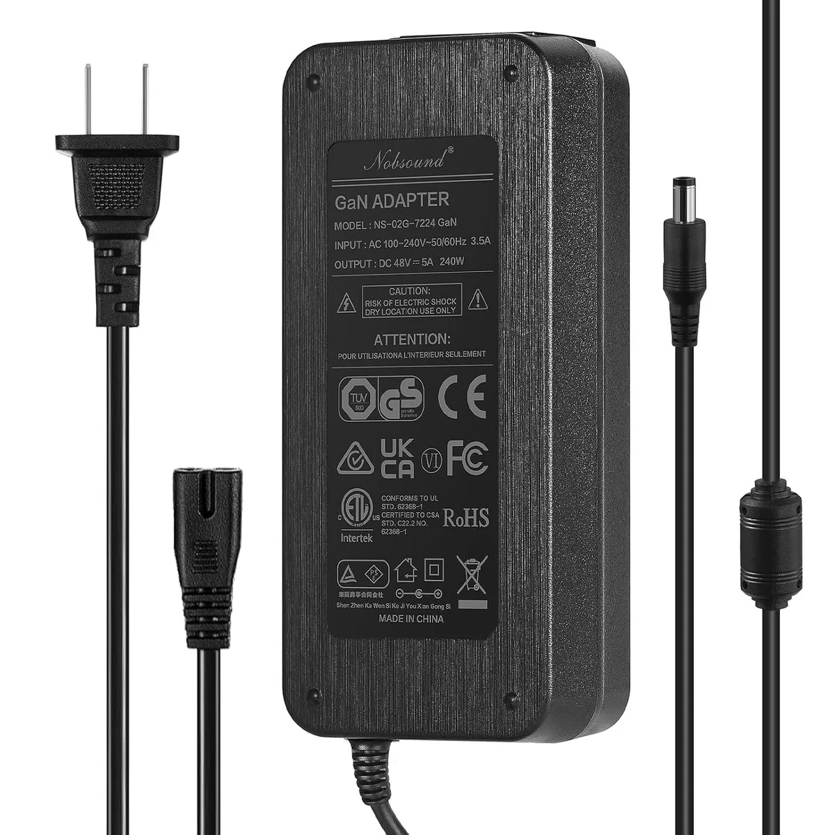 LORDWORLD LORDWORLD 48V 5A 240W GaN Power Supply streaming audio — product photo