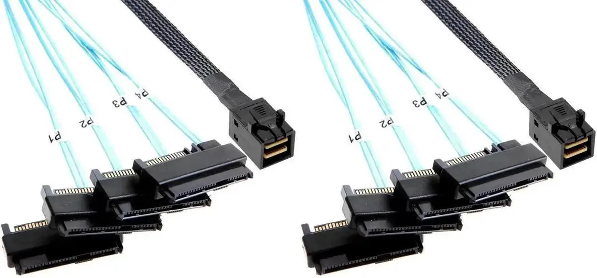 SMUGDESK SMUGDESK 0.5m SFF-8643 to 4x SFF-8482 SAS Cable with SATA Power, Pack of 2 — product photo