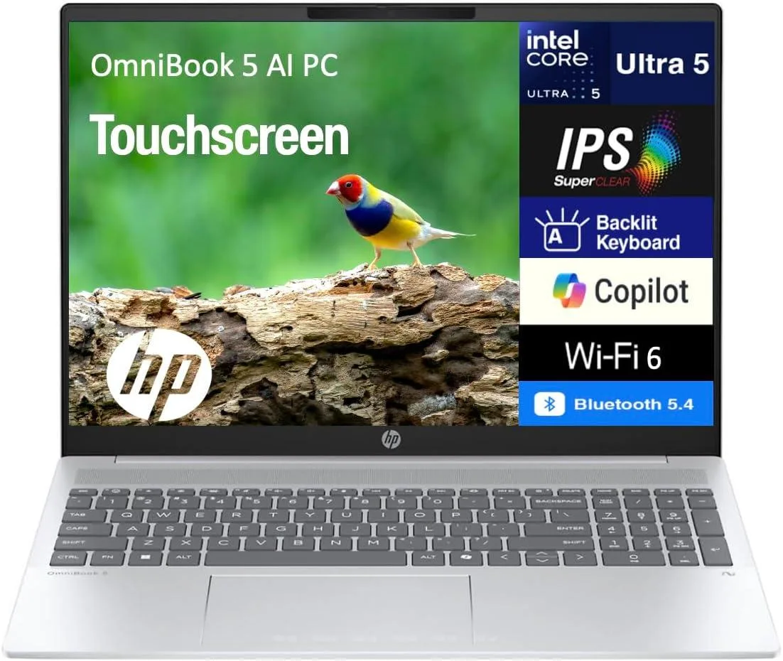 HP HP OmniBook 5 16 laptop Intel Ultra 5 225U 12-core 16GB 256GB SSD — product photo