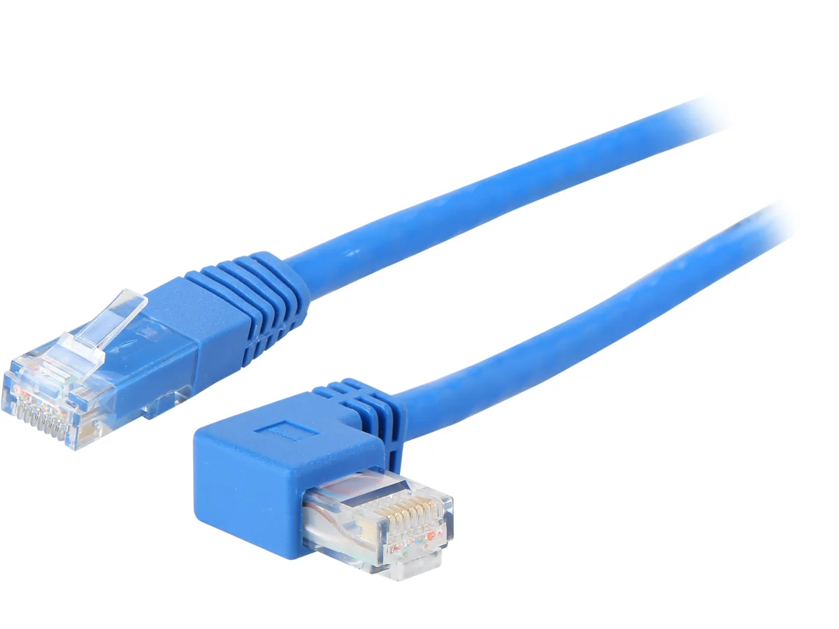 Tripp Lite Tripp Lite N204-003-BL-LA 3 ft Cat6 Left Angle to Straight network ethernet cable — product photo
