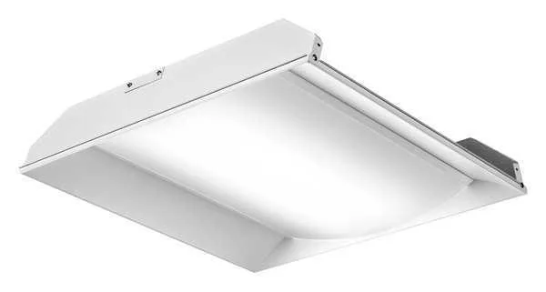 Square white recessed LED troffer with center basket lens 2x2 ft