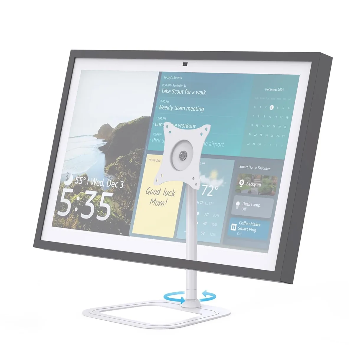 BESIGN BESIGN Swivel Tilt Stand for Echo Show 15 White 2 in 1 accessory — product photo
