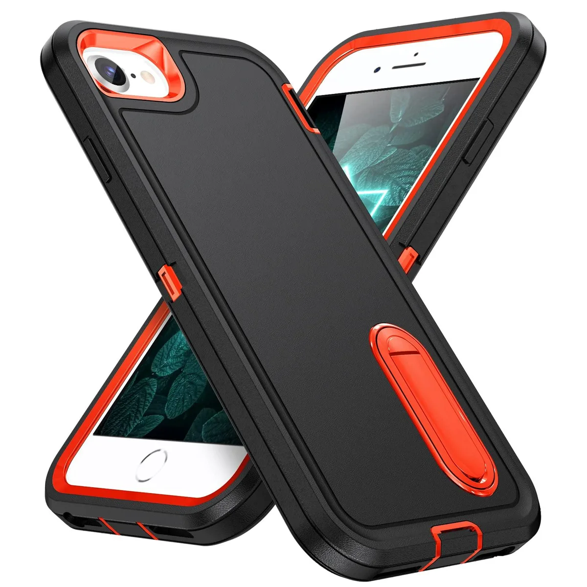  IDweel iPhone SE 2022/2020/8/7/6 Case Kickstand Black/Orange cell phones - unlocked — product photo