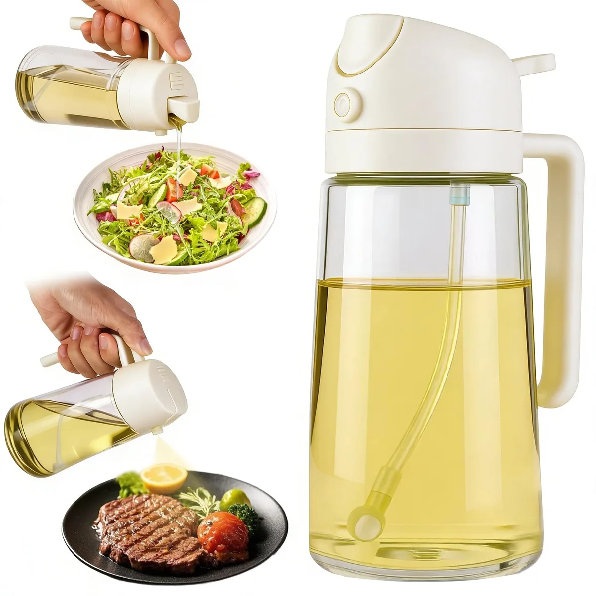  Glass Olive Oil Sprayer 16oz 470ml milky white — product photo